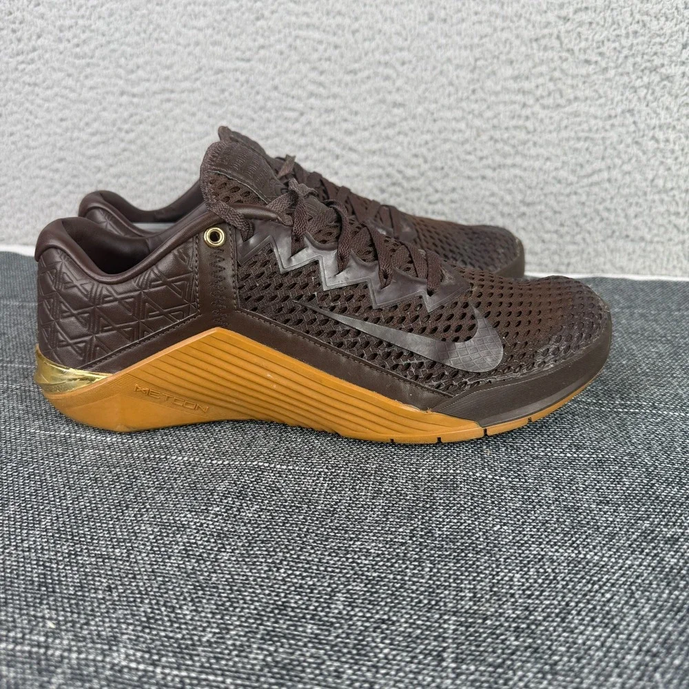 Nike Metcon 6 Training Shoes Mens 9 Brown Gold Gum‎ Premium CV1262-200